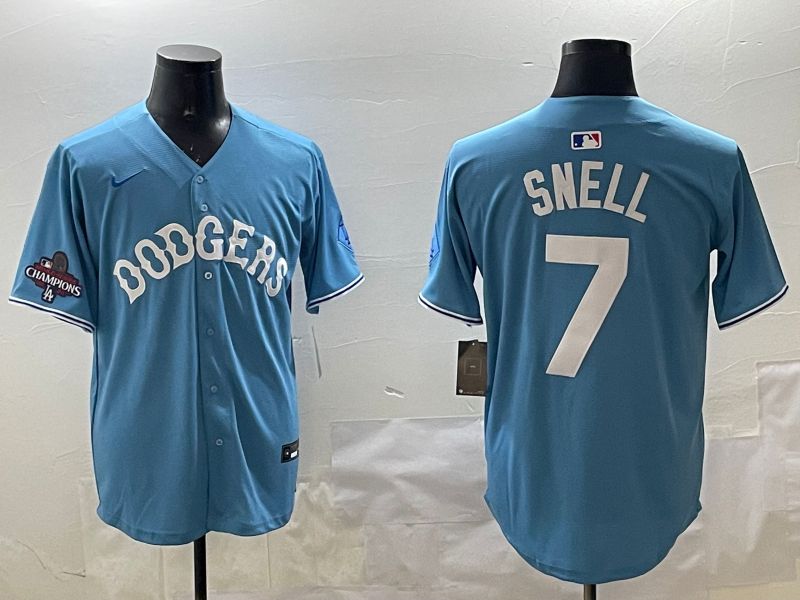 Men Los Angeles Dodgers #7 Snell Light Blue Joint Name 2025 Nike MLB Jersey style 2->kansas city royals->MLB Jersey